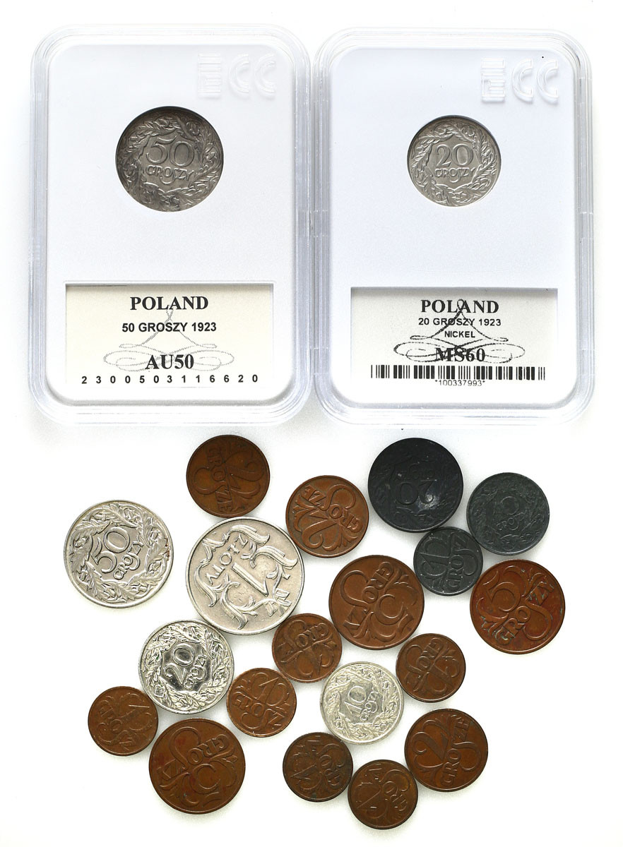 II RP, GG. 1 grosz do 1 złoty 1923-1939, zestaw 21 monet